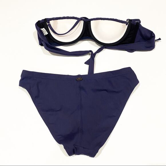 IODUS par Pierre Martinez Bikini Convertible Top Navy Blue Bikini Sz 6 - Picture 7 of 10